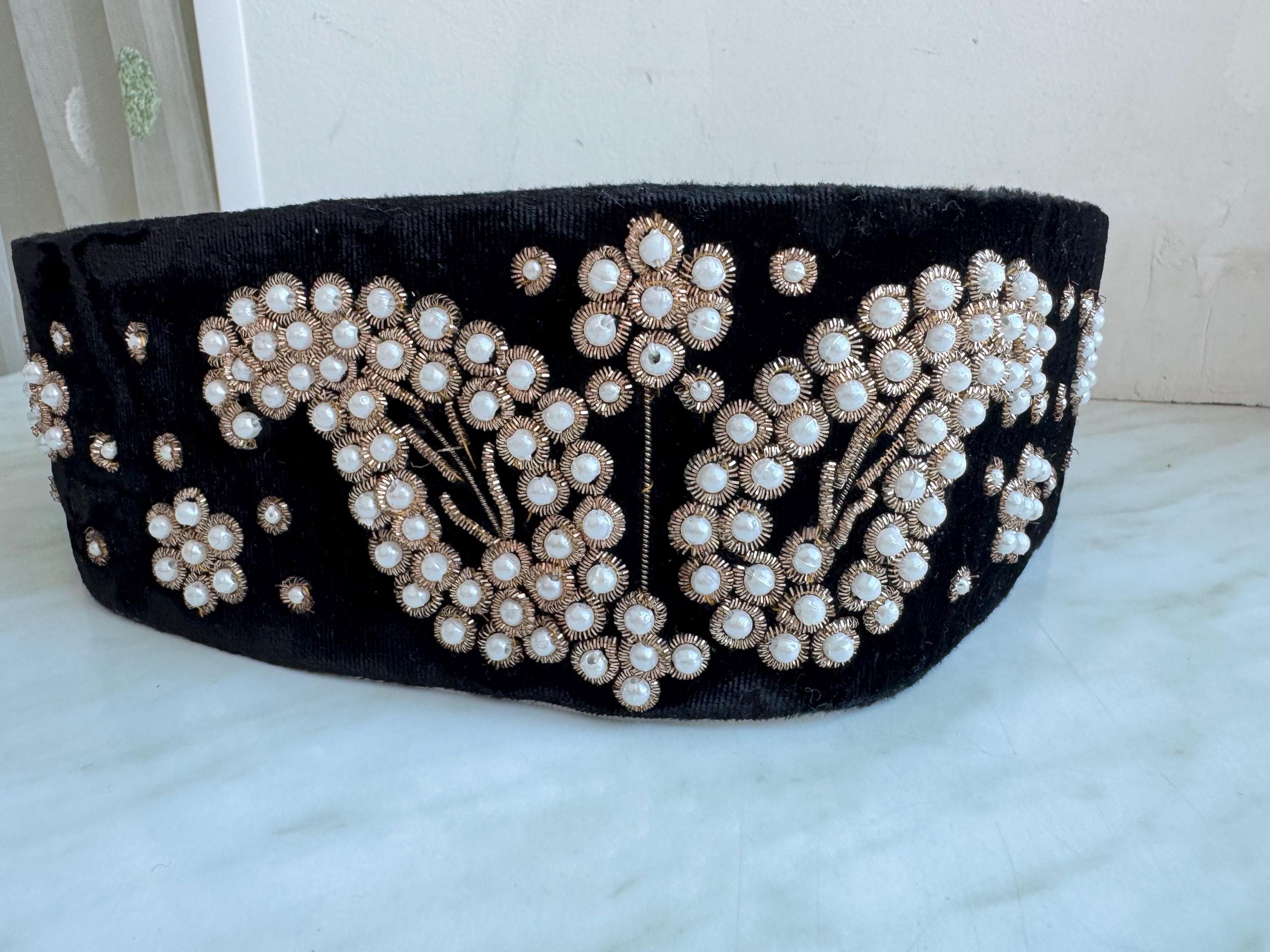 Accessories by Pearl Velvet Belt vintage Accessories by Pearl metallic gold & leopard suede  main image 2