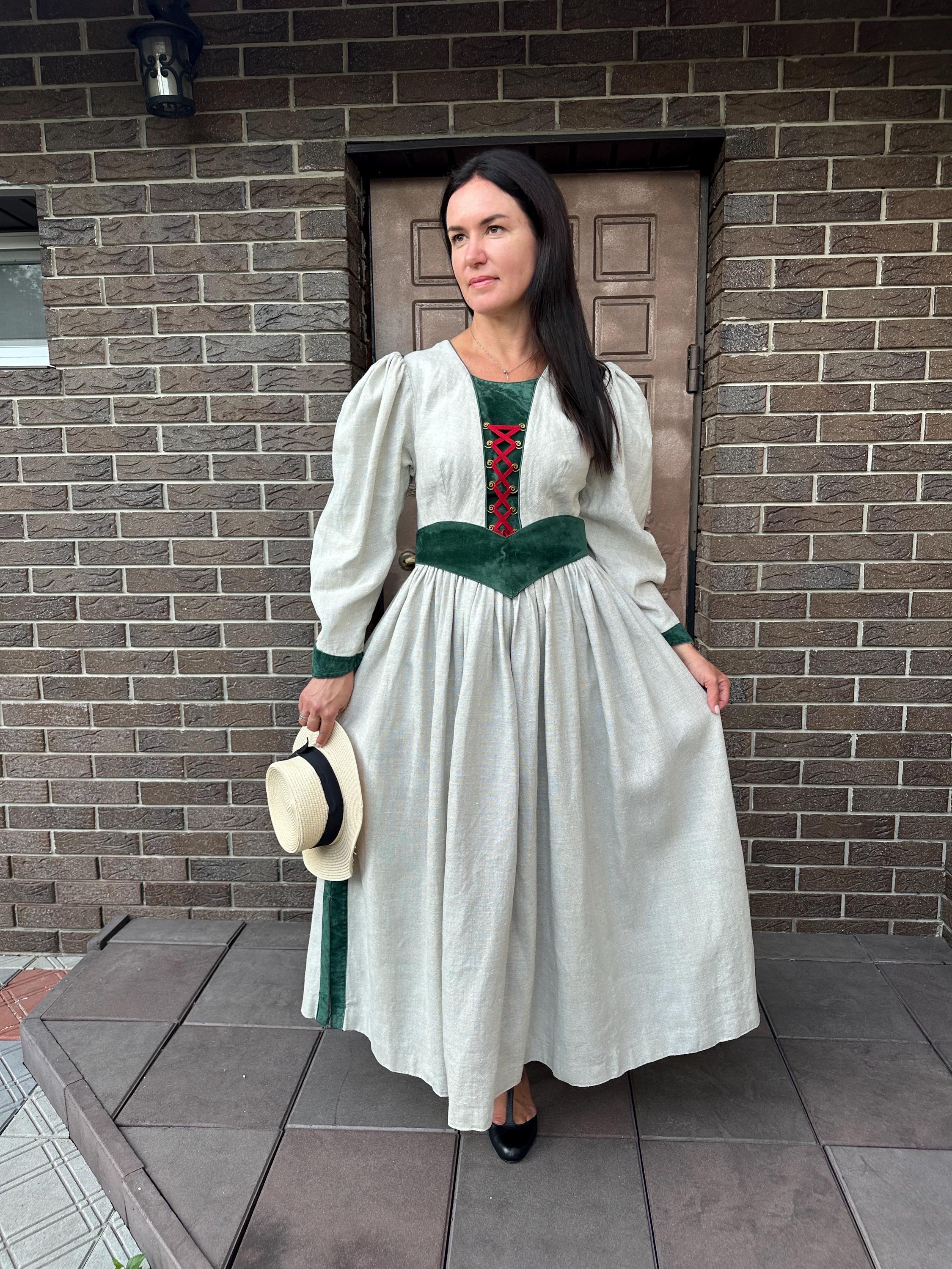 Handmade Linen Austrian Dress With Waist Belt, Vintage Style Medieval ...