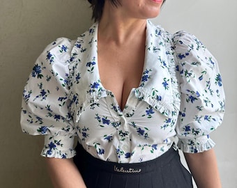 Blusa blanca vintage, blusa cuello marinero, blusa estilo vintage, blusa cuello ancho