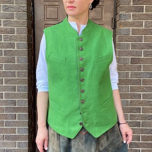 Vintage Vest, Austrian cotton vest, women&#39;s Dirndl Vest , Bavarian Top,  Austrian  Vest, high neck  cotton vest