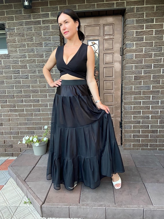maxi dress petticoat Ruffled Sheer Petticoat Maxi Skirt