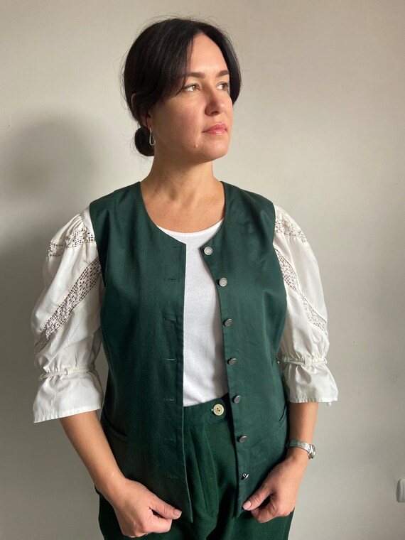 Vintage Vest, Austrian cotton vest, women's Dirnd… - image 8