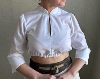 Top Dirndl, camicetta Dirndl, camicetta corta vintage, camicetta corta austriaca, camicetta bavarese, top Oktoberfest
