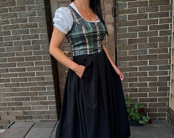 Traditional Black Dirndl Dress , Bavarian Oktoberfest Dress, Vintage Style  Alpine Costume for Women - Etsy