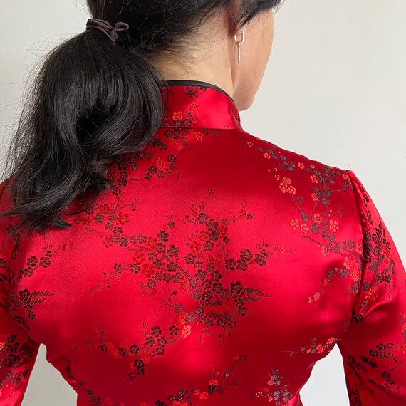 Chinese style blouse, red kimono, robe cover, Chi… - image 9