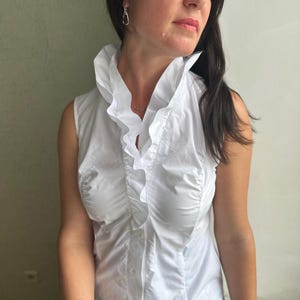 Vintage blouse, vintage white blouse, ruffle blouse,  cotton blouse, secretary blouse