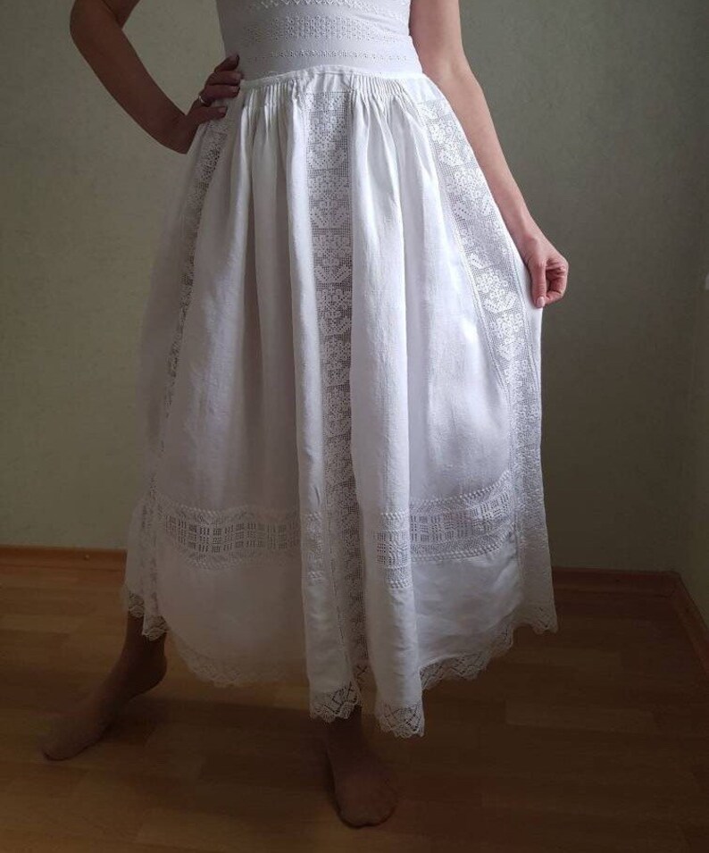 Vintage Linen Skirt White Linen Skirt Vintage Petticoat Etsy