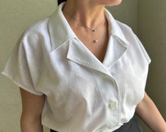 Blusa vintage, blusa austriaca, blusa bordada/camisa Camisa blanca, blusa de algodón Camisa folklórica bávara con bordado