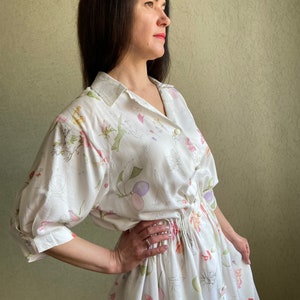 Vintage dress, midi dress, floral pattern dress, summer dress, image 3