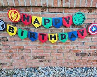 Banner de cumpleaños de los Vengadores: Decoración para fiestas de superhéroes