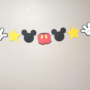 Banner de cumpleaños inspirado en Mickey Mouse: Orejas y estrellas imagen 1