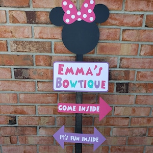 Personalized Minnie Mouse Bowtique Party Sign, Minnie Mouse Birthday, Minnie's Bowtique
