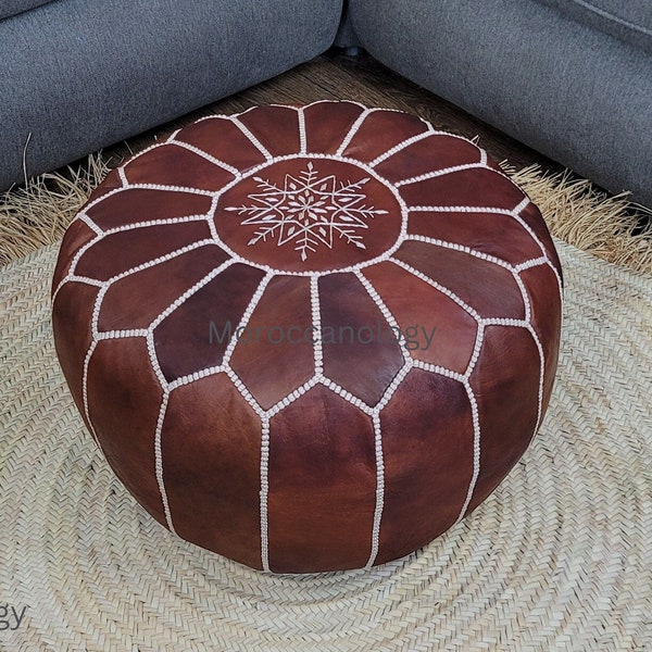 Moroccan POUF **50% Off** darck pouf leather , Moroccan ottoman pouf, Moroccan vintage, floor pouf unstuffed poufs-gift for her