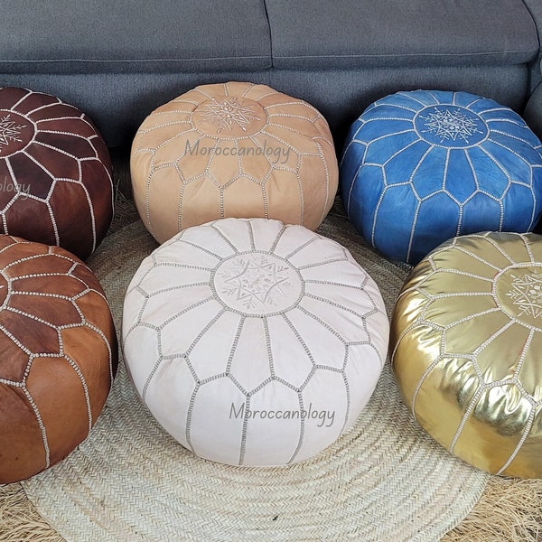 lot de 2 poufs pouf marocains ** 50 % de réduction ** cuir noir, pouf ottoman marocain, vintage marocain, pouf de sol non rembourrés-cadeau pour elle