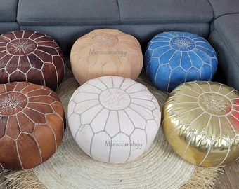 set of 2 pouf Moroccan POUF **50% Off**darck pouf leather , Moroccan ottoman pouf, Moroccan vintage, floor pouf unstuffed poufs-gift for her