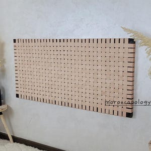 Leather Strap Headboard, wall mount woven headboard, naturel headboard- Custom Sizes, King, Cal King, Queen, Double, Single -easy to install