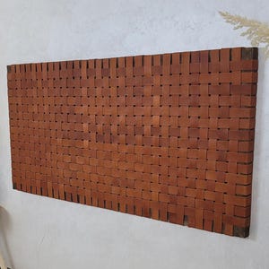 wall mount woven headboard ,Leather Strap Headboard, naturel headboard- Custom Sizes, King, Cal King, Queen, Double, Single -easy to install