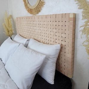 Headboard wall mount woven Leather strap real leather king,queen,double,single, naturel headboard hanging floating headboard esy to instal