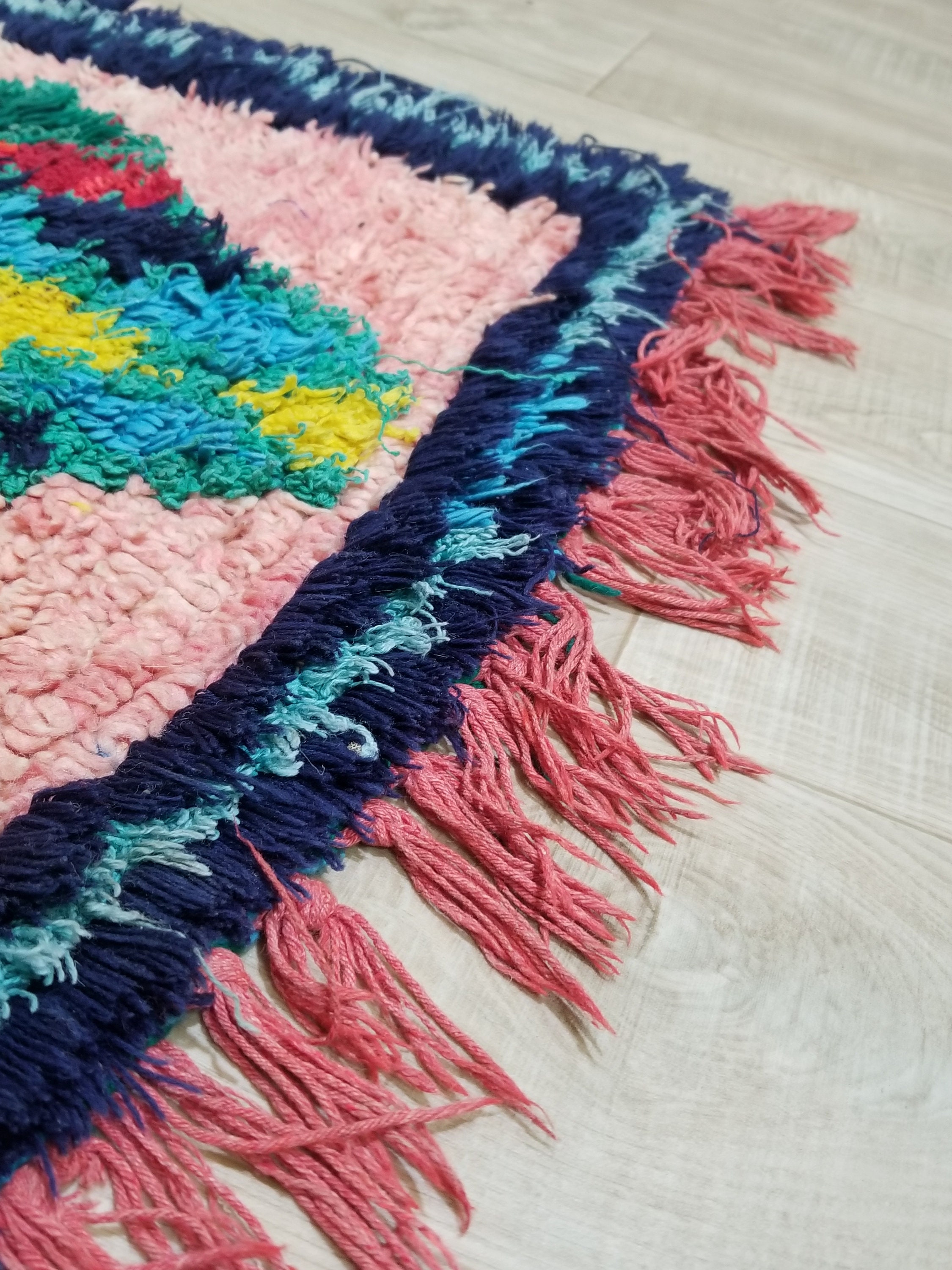 Awesome pink runner rug handmade rug boujaad rug wool Etsy