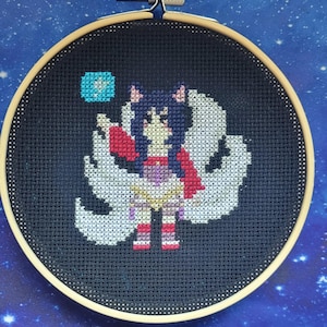 Ahri Cross Stitch Pattern: League of Legends Pixel Art
