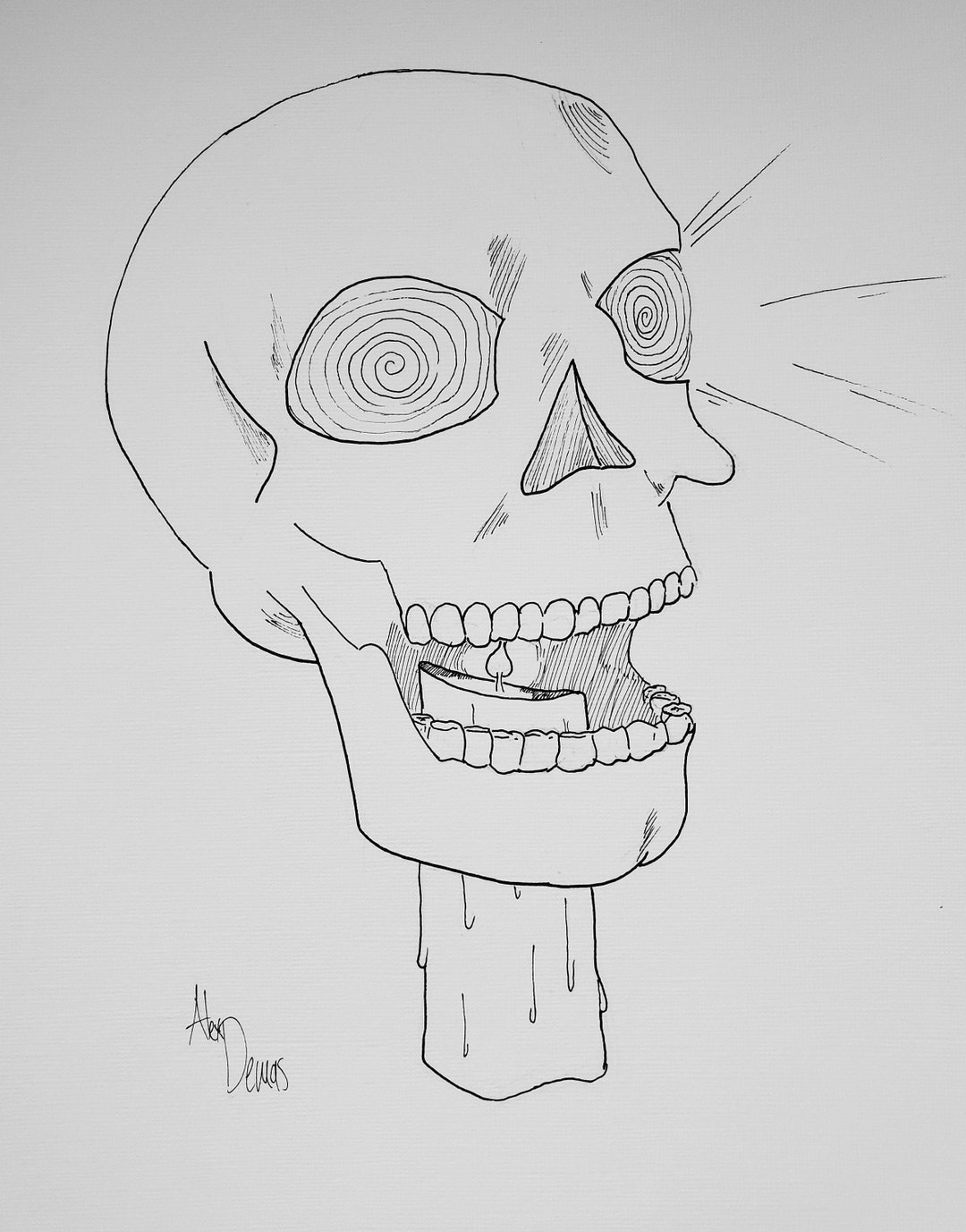 Original Pen and Ink Drawing Horror Inspired Art Skull Art Etsy