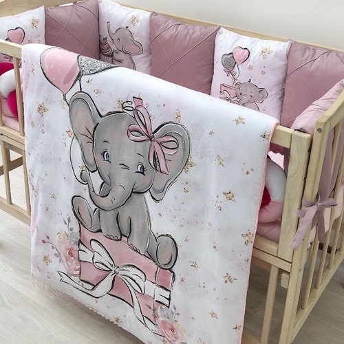 Nice Elephant Baby Bedding Set a Purplepink Color for a Etsy