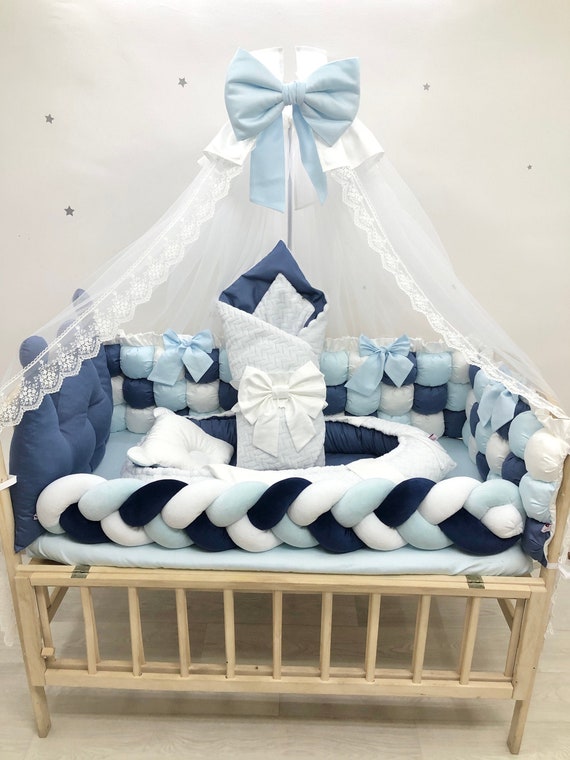 Personalized baby bedding for newborns. Blue crib bedding set. Etsy