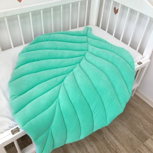 Green mint and azure Play Mat, Baby Play Mat,  Leaf Mat, Leaf Floor Rug, Nursery Rug , kids rug, kids floor mat, personalized play mat