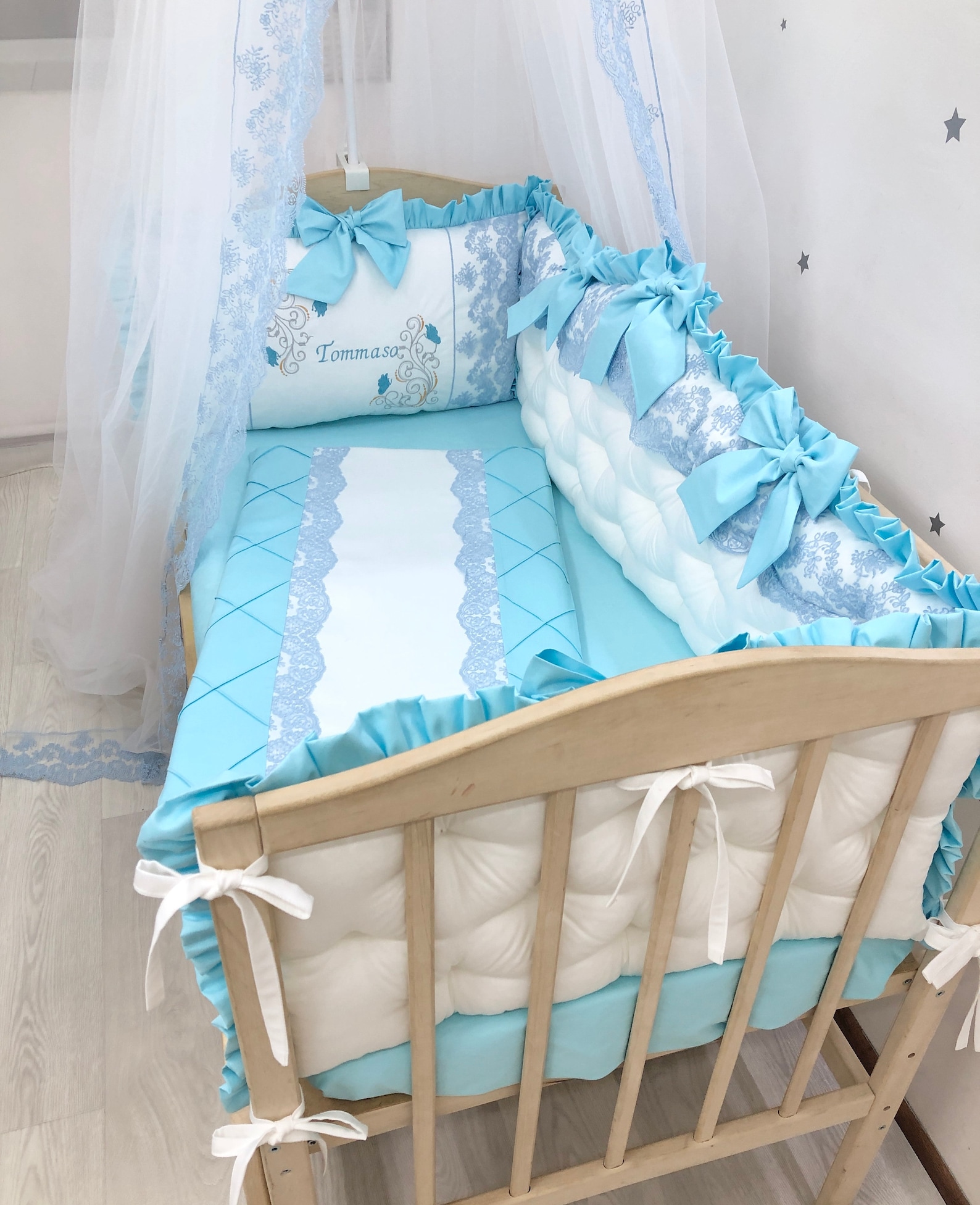 Royal luxury baby bedding set in blue color. Blue crib bedding Etsy
