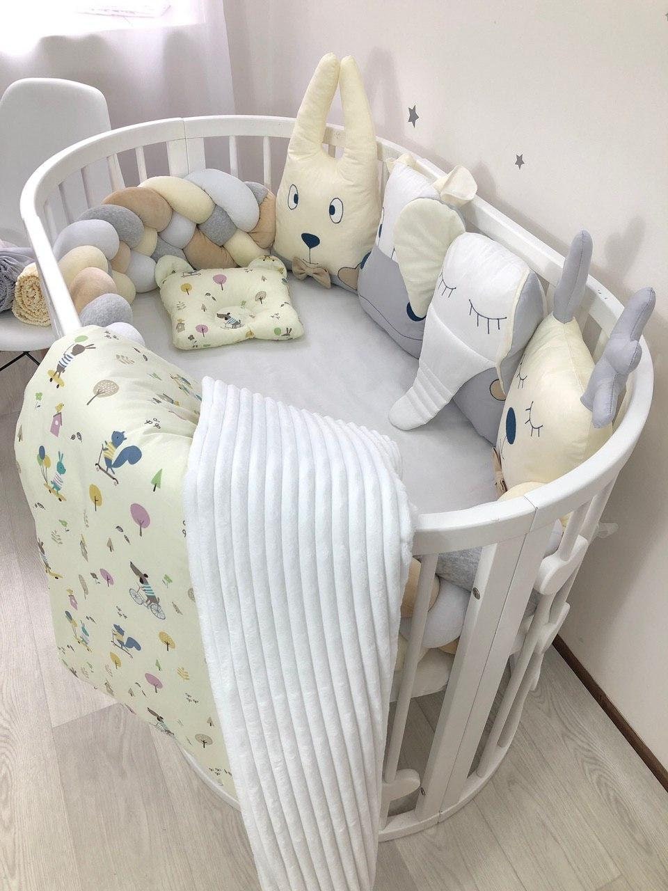 Baby bedding beige set. Animal crib bedding for the oval crib Etsy
