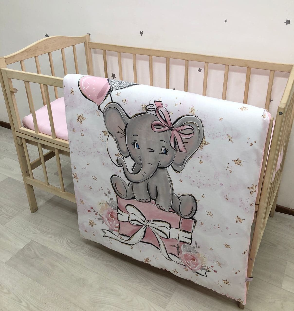 Minky Pink Baby Blanket With Elephant Pattern for a Girl. Pink Etsy