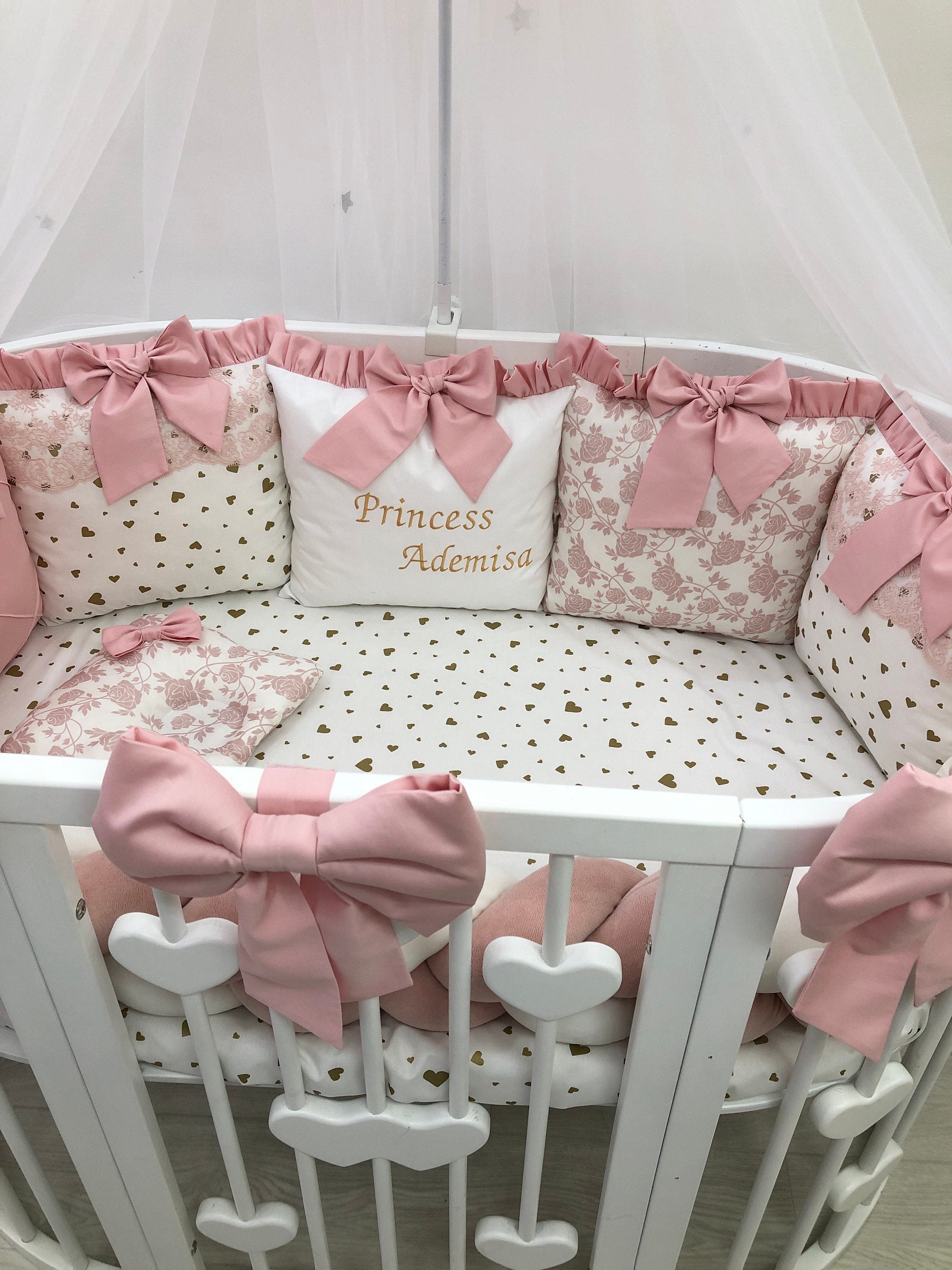 Personalized baby girl bedding. Royal pink luxury crib bedding Etsy