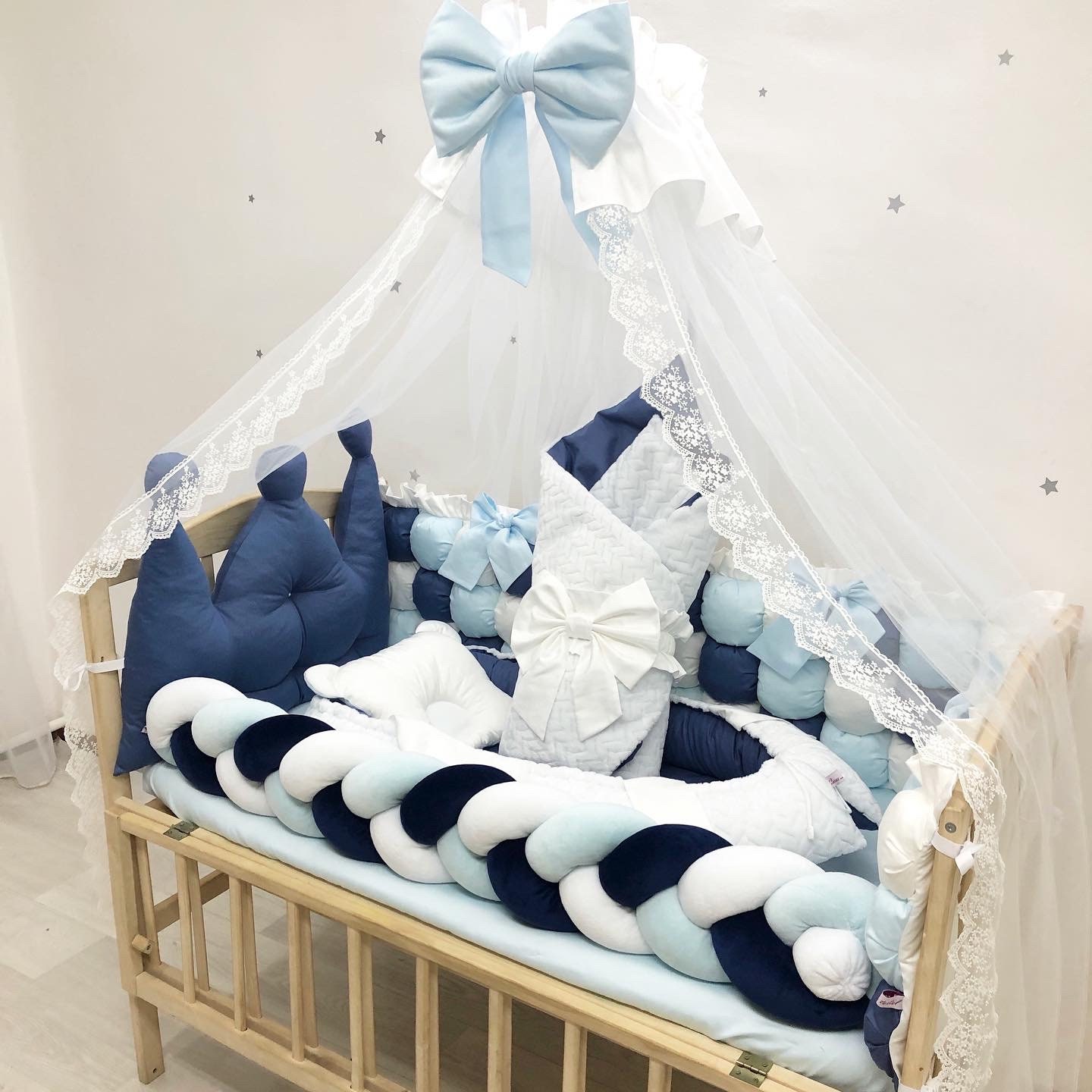 Personalized baby bedding for newborns. Blue crib bedding set. Etsy