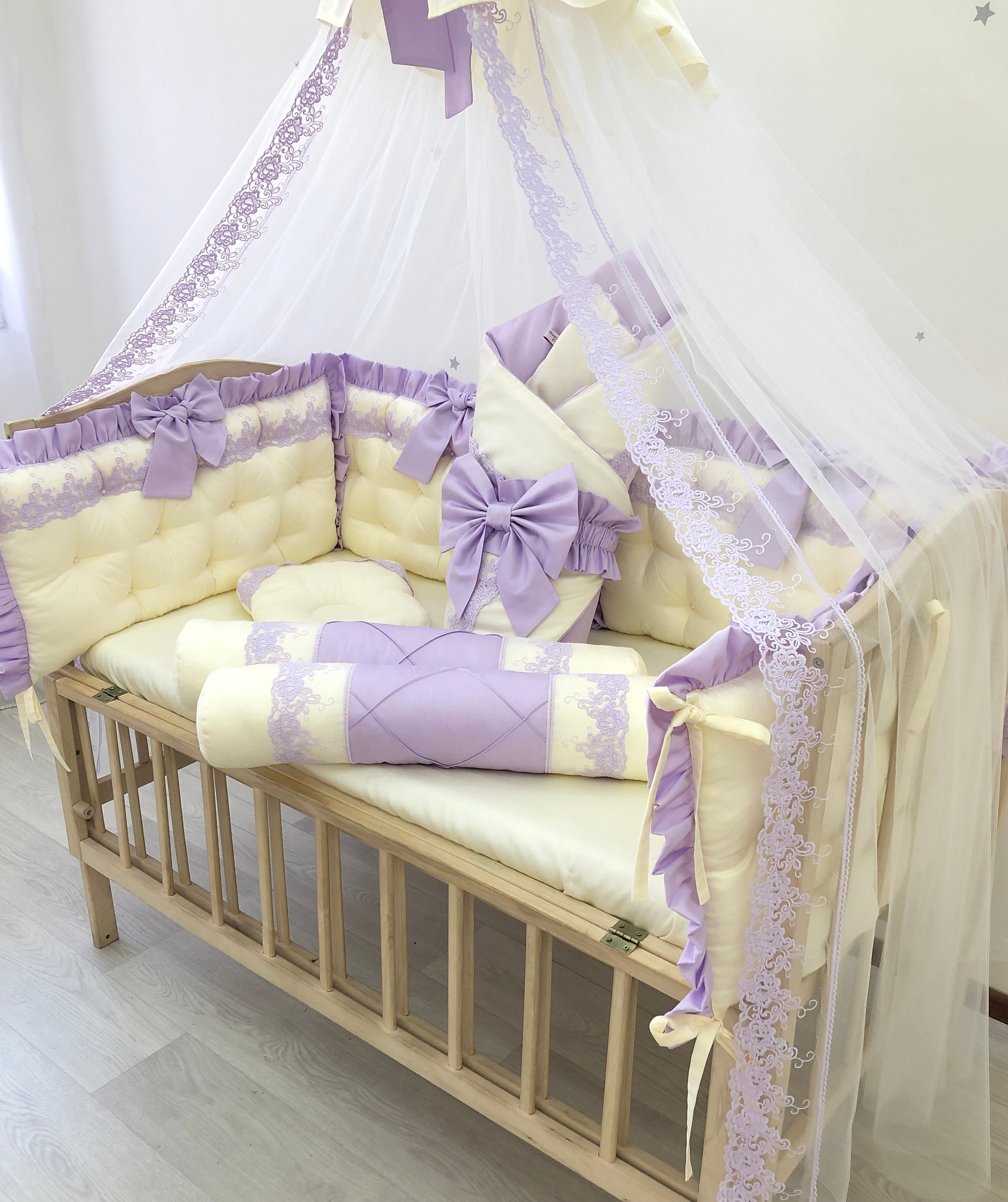 Lilac beige royal luxury baby bedding set. Girl crib bedding Etsy