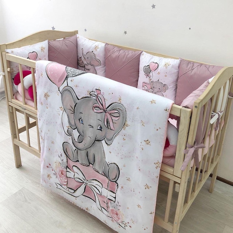 Nice elephant baby bedding set a purplepink color for a Etsy