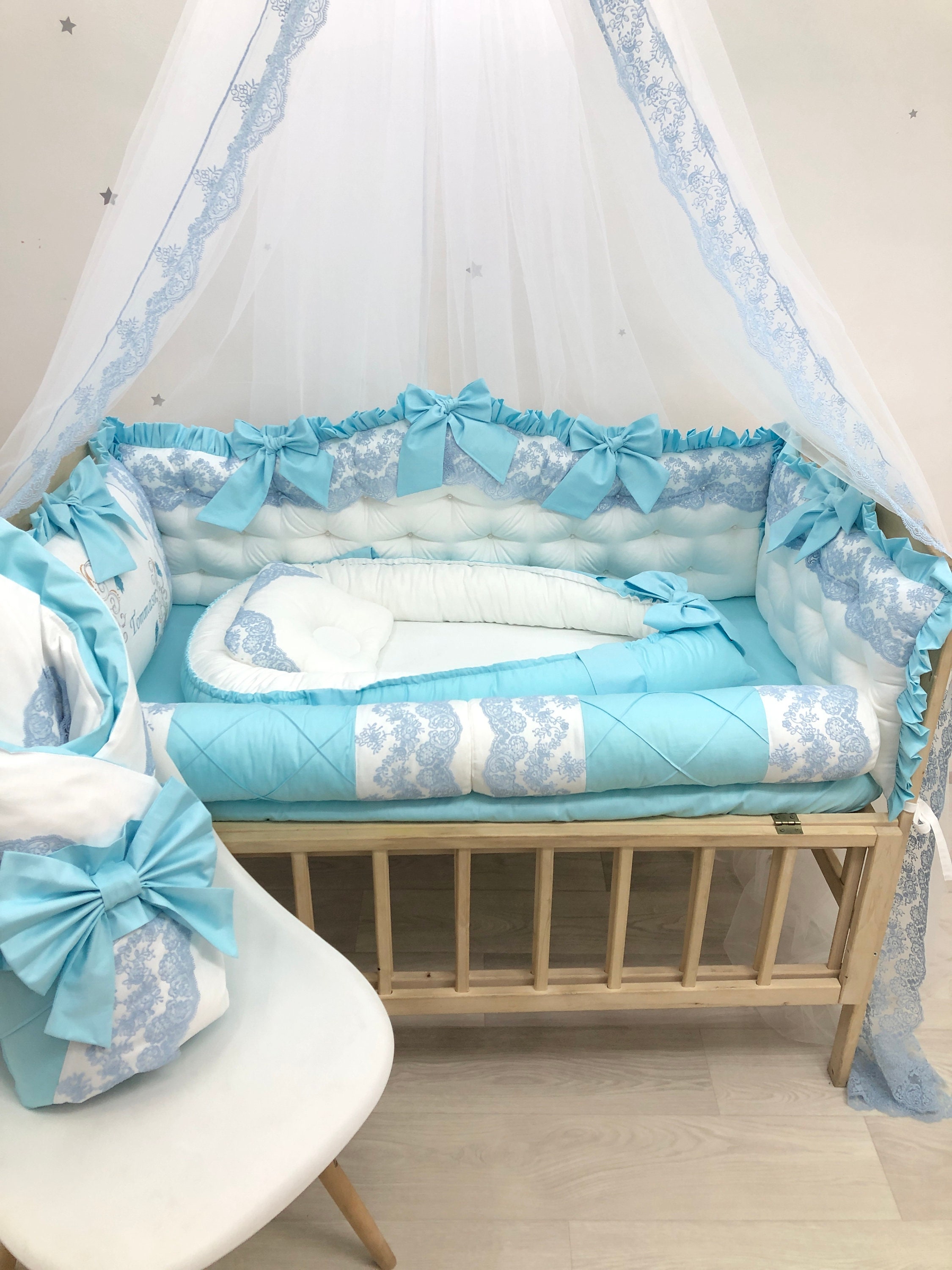 Royal luxury baby bedding set in blue color. Blue crib bedding Etsy