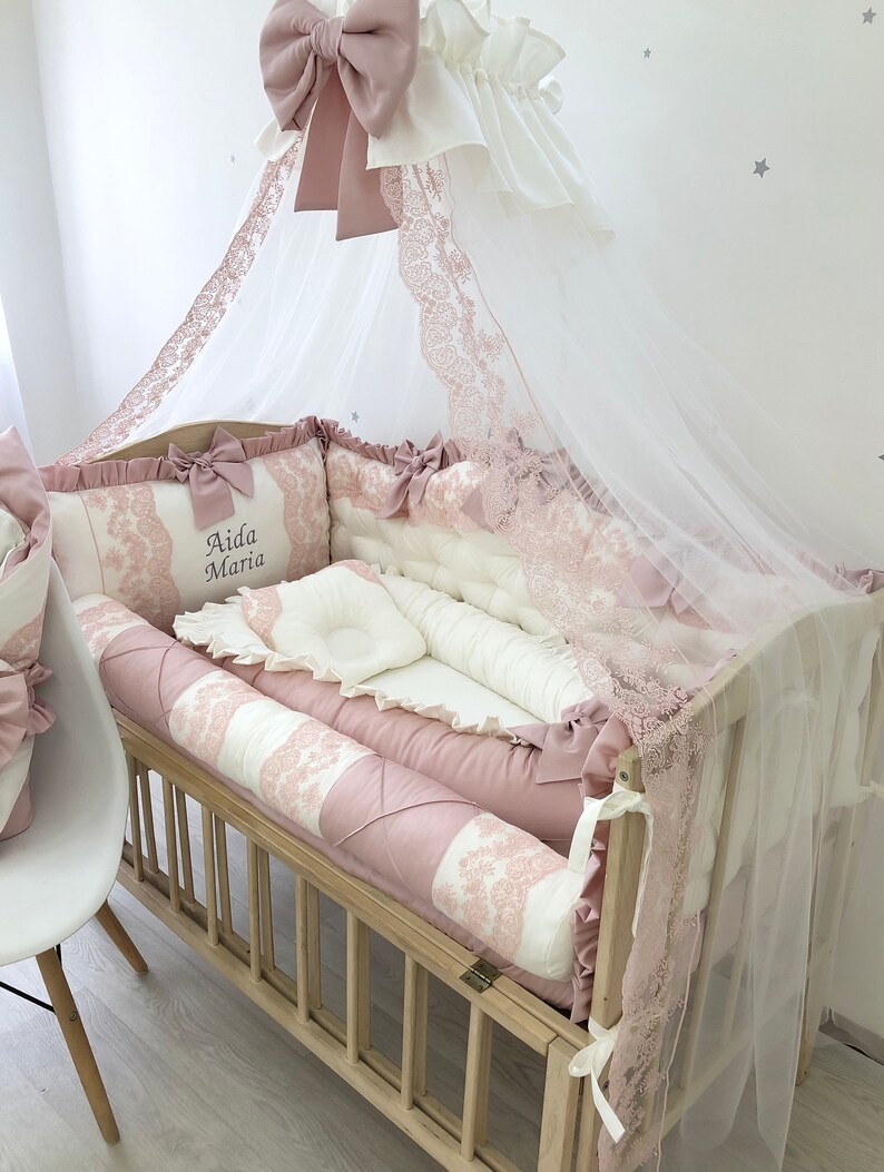 Royal Luxury Baby Bedding Set in Dusty Rose Color. Pink Crib Etsy