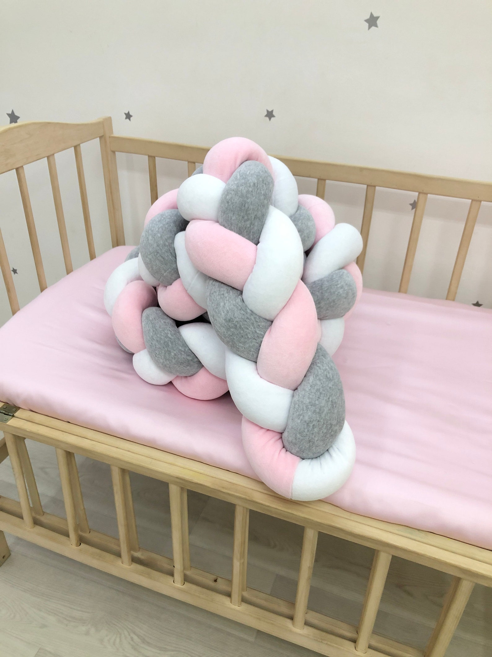 Braided Crib Bumper. 3strand braid baby bumper. Safe cot Etsy