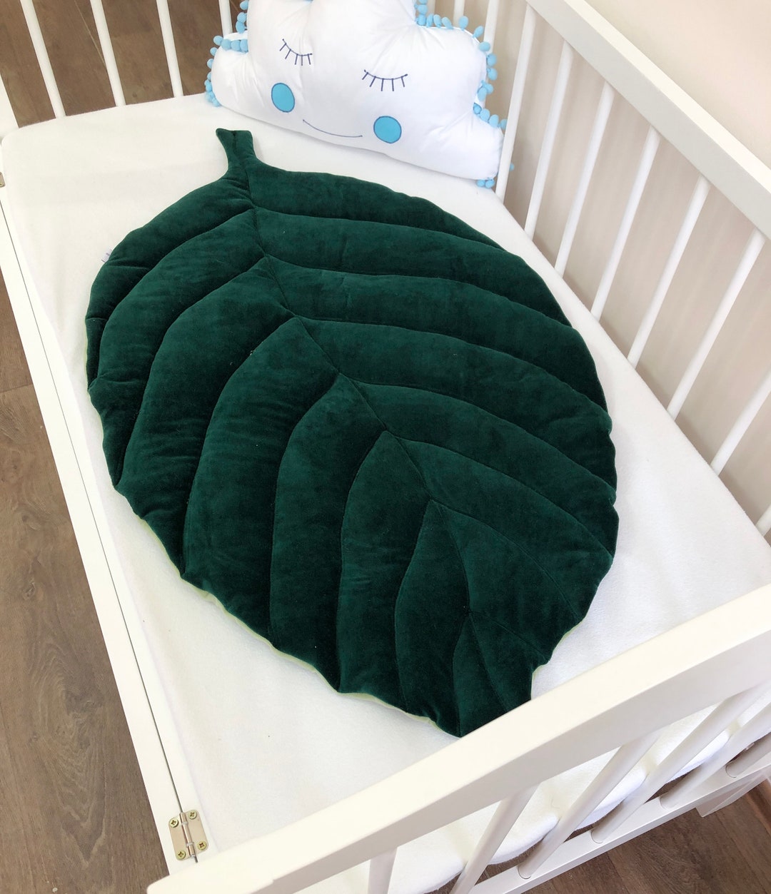 Green Play Mat, Baby Play Mat, Leaf Mat, Leaf Floor Rug, Nursery Rug