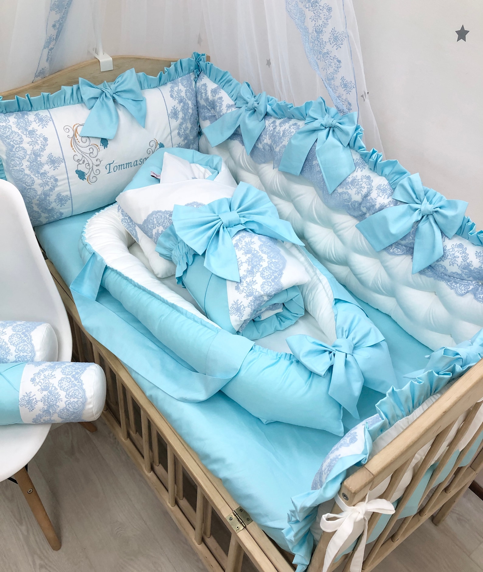 Royal luxury baby bedding set in blue color. Blue crib bedding Etsy