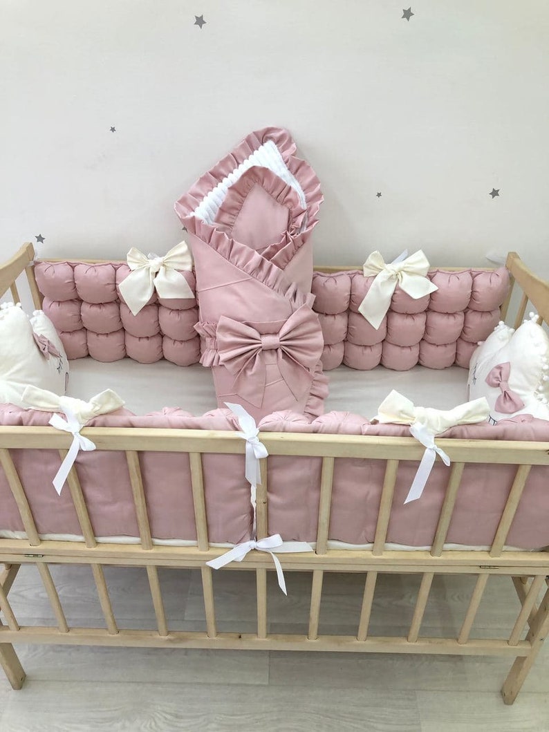 Dusty Rose Crib Bedding Set for a Nursery Girl With Cloud Etsy