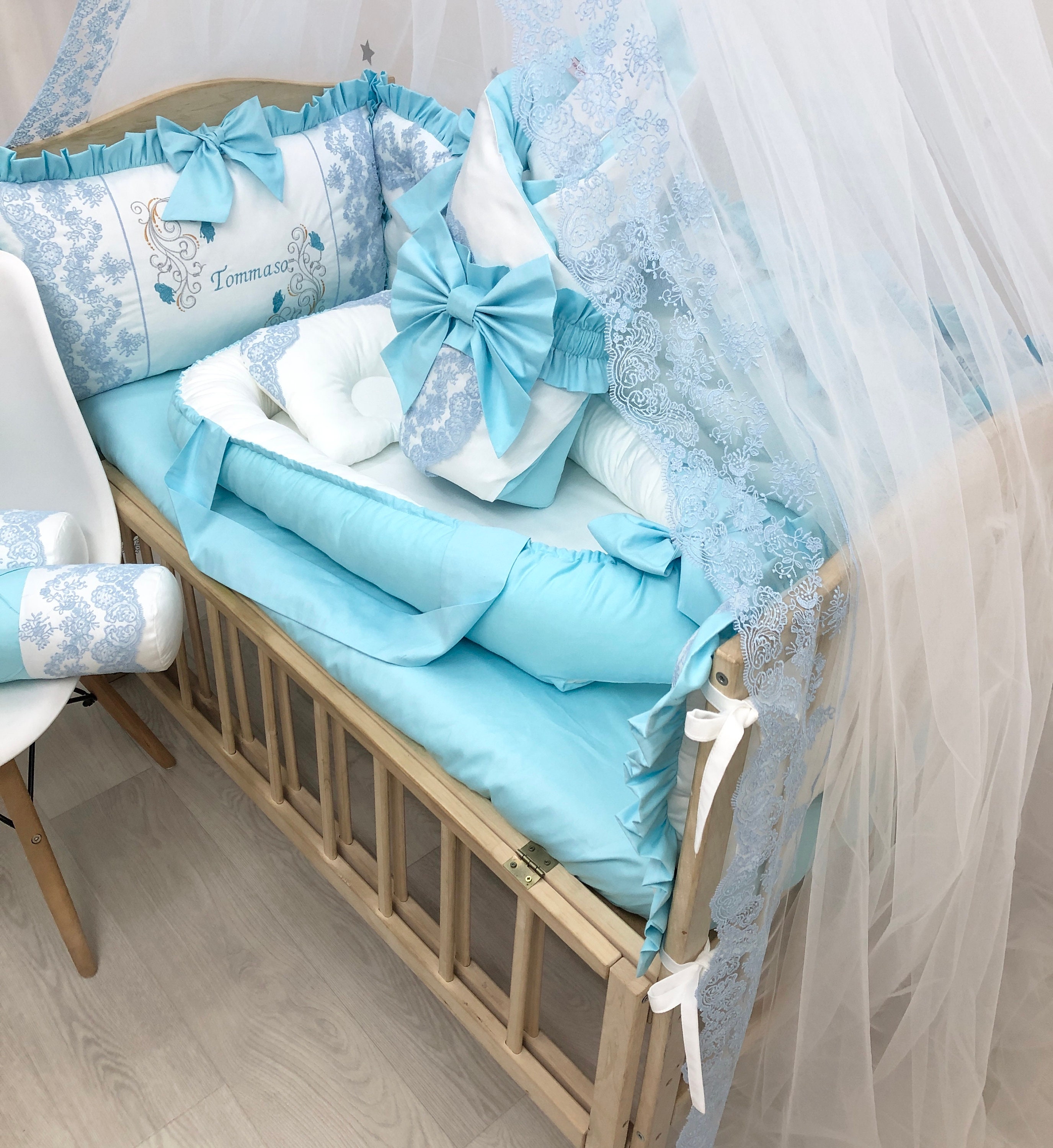 Royal luxury baby bedding set in blue color. Blue crib bedding Etsy