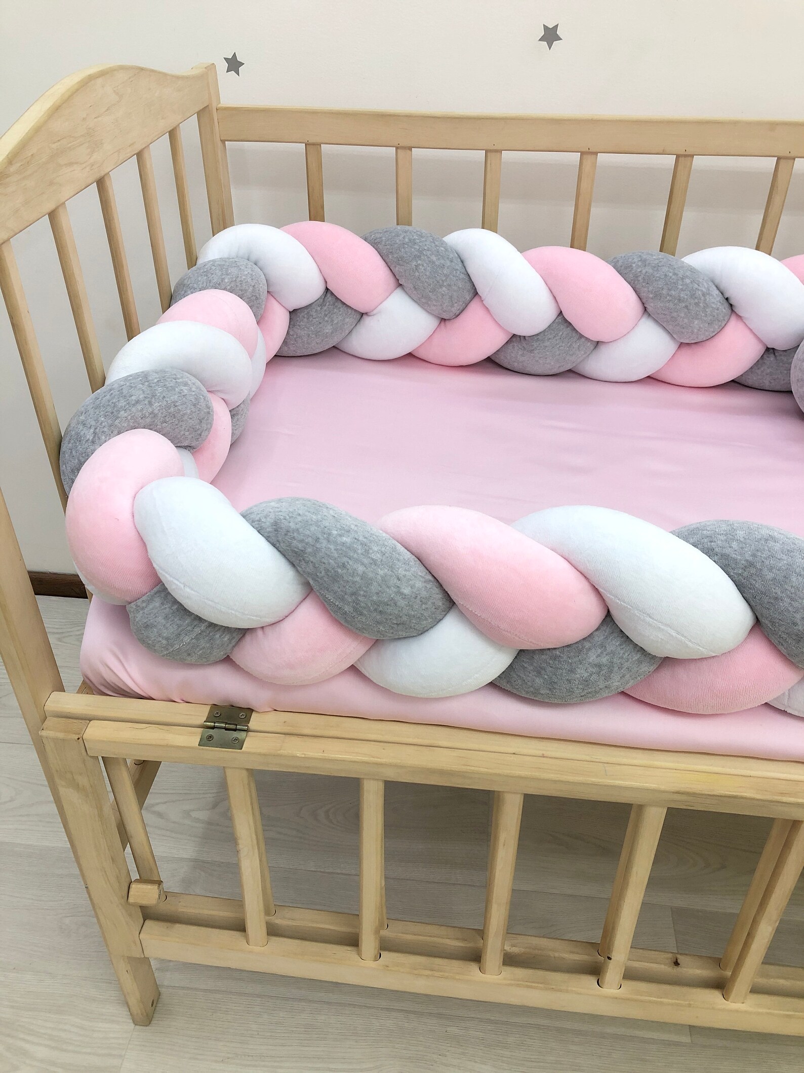 Braided Crib Bumper. 3strand braid baby bumper. Safe cot Etsy