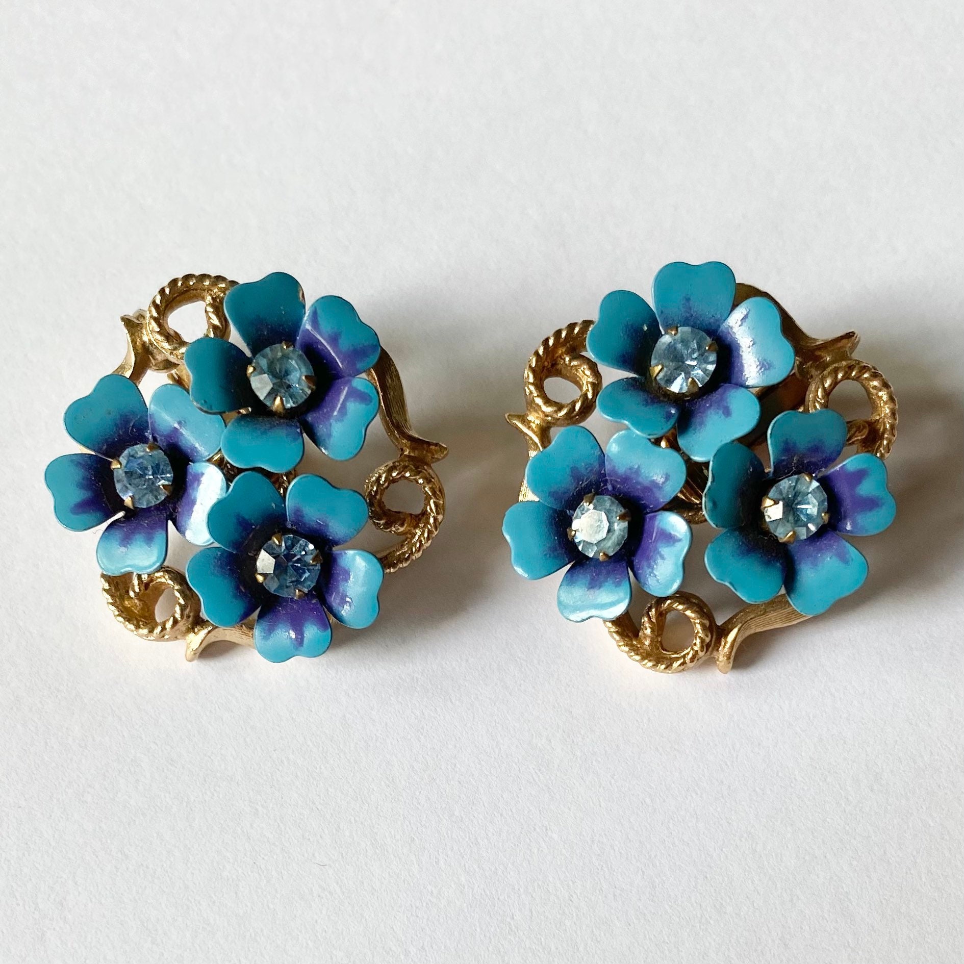 Blue flower earrings discount