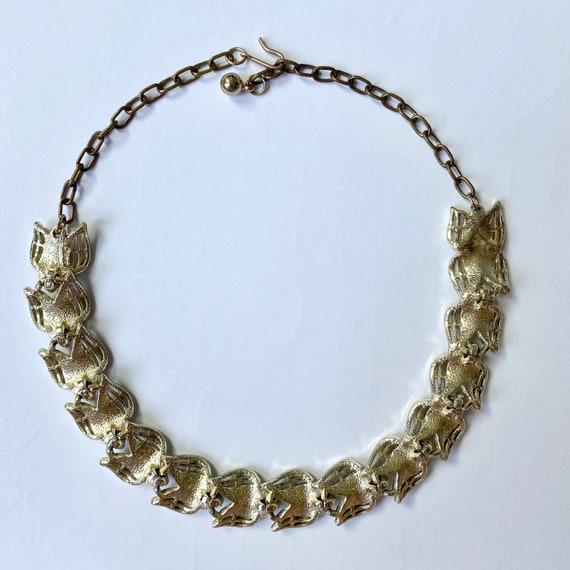 Leaf Vine Gold Tone Choker Rare Vintage Necklace … - image 7