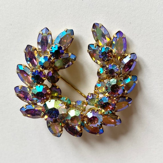 Aurora Borealis Navette Rhinestone Laurel Wreath … - image 1