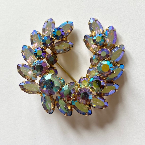 Aurora Borealis Navette Rhinestone Laurel Wreath … - image 4