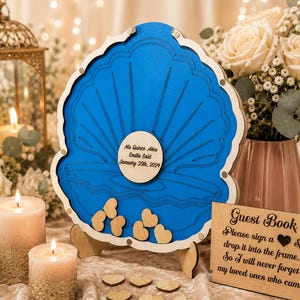 Seashell Guest Book Alternative Personalized Seashell Wedding Guestbook Shell Drop Box Coastal Wedding Guest Book Beach Wedding Keepsake