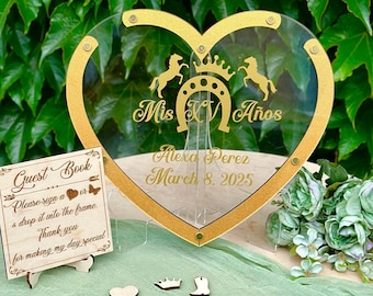 Wild Mis Quince Guest Book Alternative Gold Horseshoe Cowgirl Quinceanera Guestbook Charro Mis Quince Birthday Guestbook