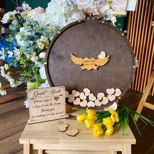Round rustic wedding guestbook Wood wedding guest book alternative Custom wood wedding sign Wood guest book sign